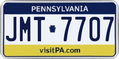 PA license plate JMT7707