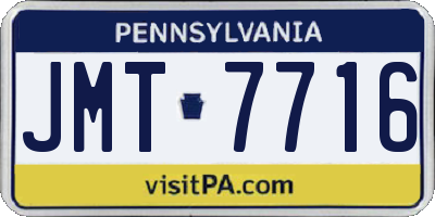 PA license plate JMT7716