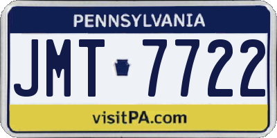 PA license plate JMT7722