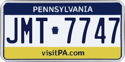 PA license plate JMT7747