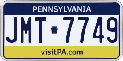 PA license plate JMT7749