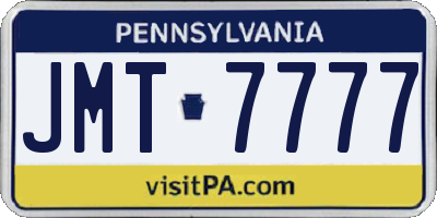 PA license plate JMT7777