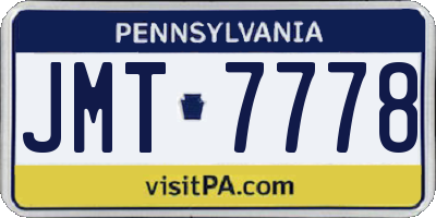 PA license plate JMT7778