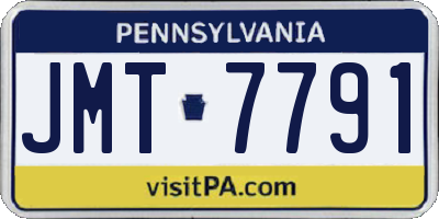 PA license plate JMT7791