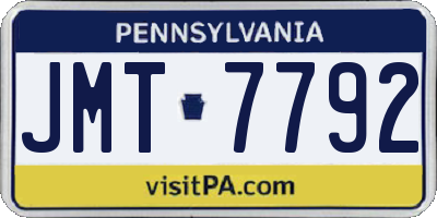 PA license plate JMT7792
