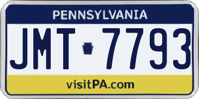 PA license plate JMT7793