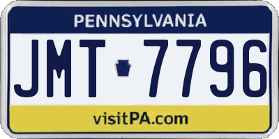 PA license plate JMT7796