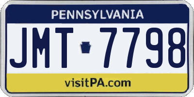 PA license plate JMT7798