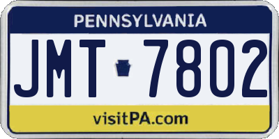 PA license plate JMT7802