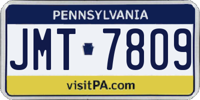 PA license plate JMT7809