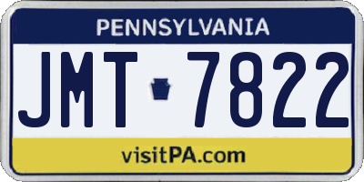 PA license plate JMT7822