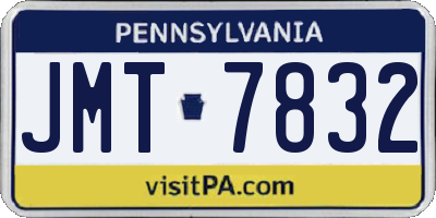 PA license plate JMT7832