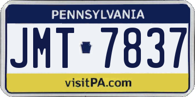 PA license plate JMT7837