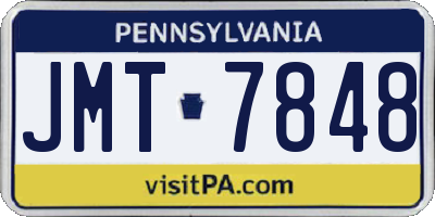 PA license plate JMT7848