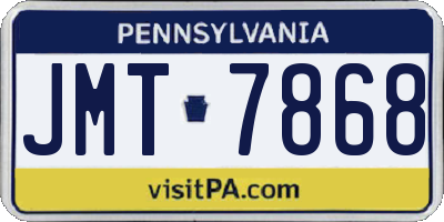 PA license plate JMT7868