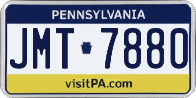 PA license plate JMT7880