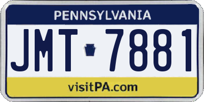 PA license plate JMT7881