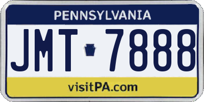 PA license plate JMT7888