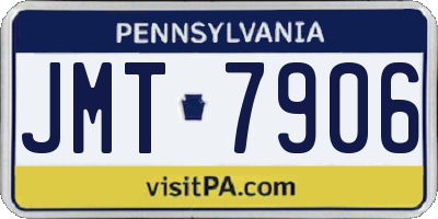 PA license plate JMT7906