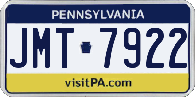 PA license plate JMT7922