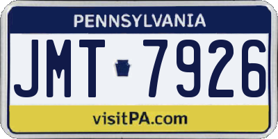 PA license plate JMT7926