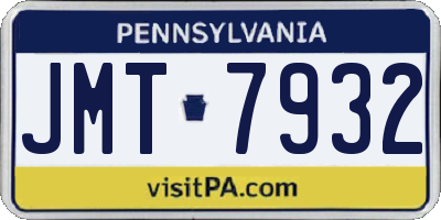 PA license plate JMT7932