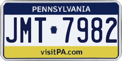PA license plate JMT7982