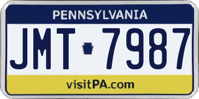 PA license plate JMT7987