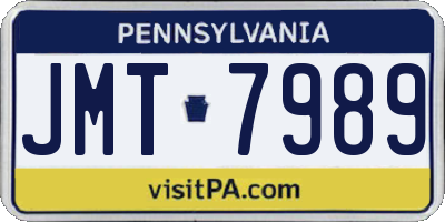 PA license plate JMT7989