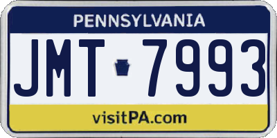 PA license plate JMT7993