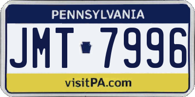 PA license plate JMT7996