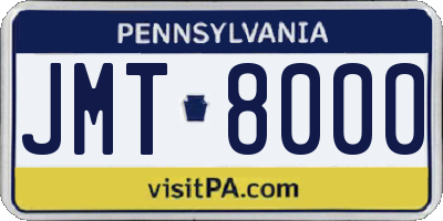 PA license plate JMT8000