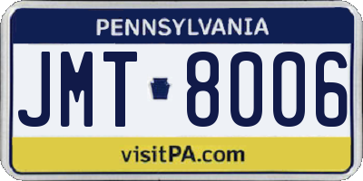 PA license plate JMT8006