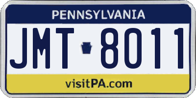 PA license plate JMT8011
