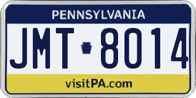 PA license plate JMT8014