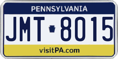 PA license plate JMT8015