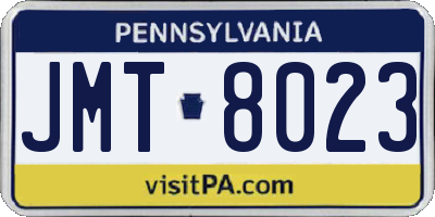 PA license plate JMT8023