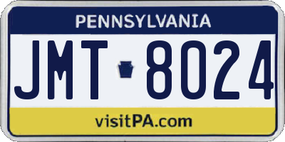 PA license plate JMT8024
