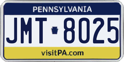 PA license plate JMT8025