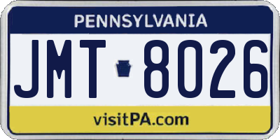 PA license plate JMT8026