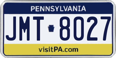 PA license plate JMT8027