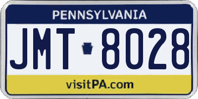 PA license plate JMT8028
