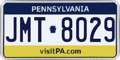 PA license plate JMT8029
