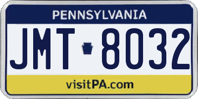 PA license plate JMT8032