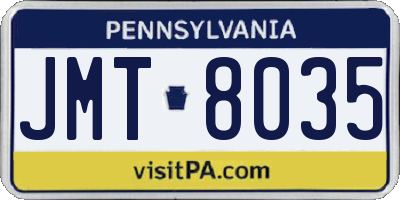 PA license plate JMT8035