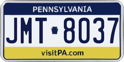 PA license plate JMT8037