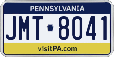 PA license plate JMT8041