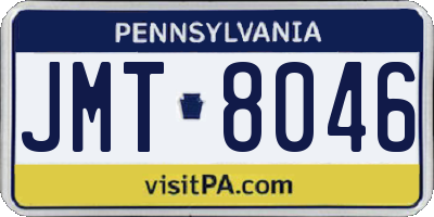 PA license plate JMT8046