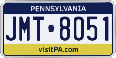 PA license plate JMT8051