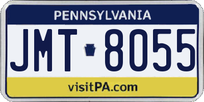 PA license plate JMT8055